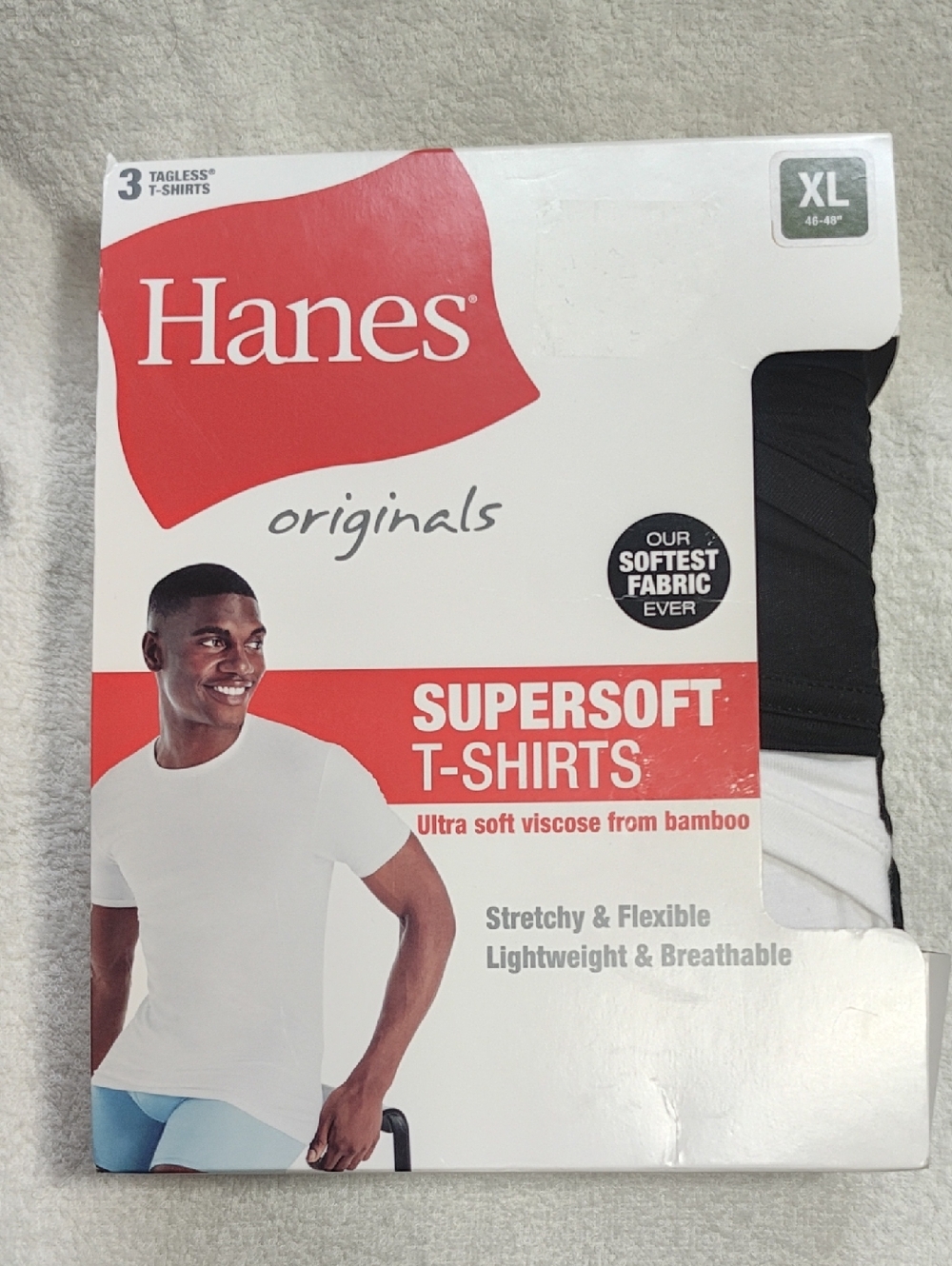 Hanes Supersoft T-Shirts - White & Blue, Black Pack